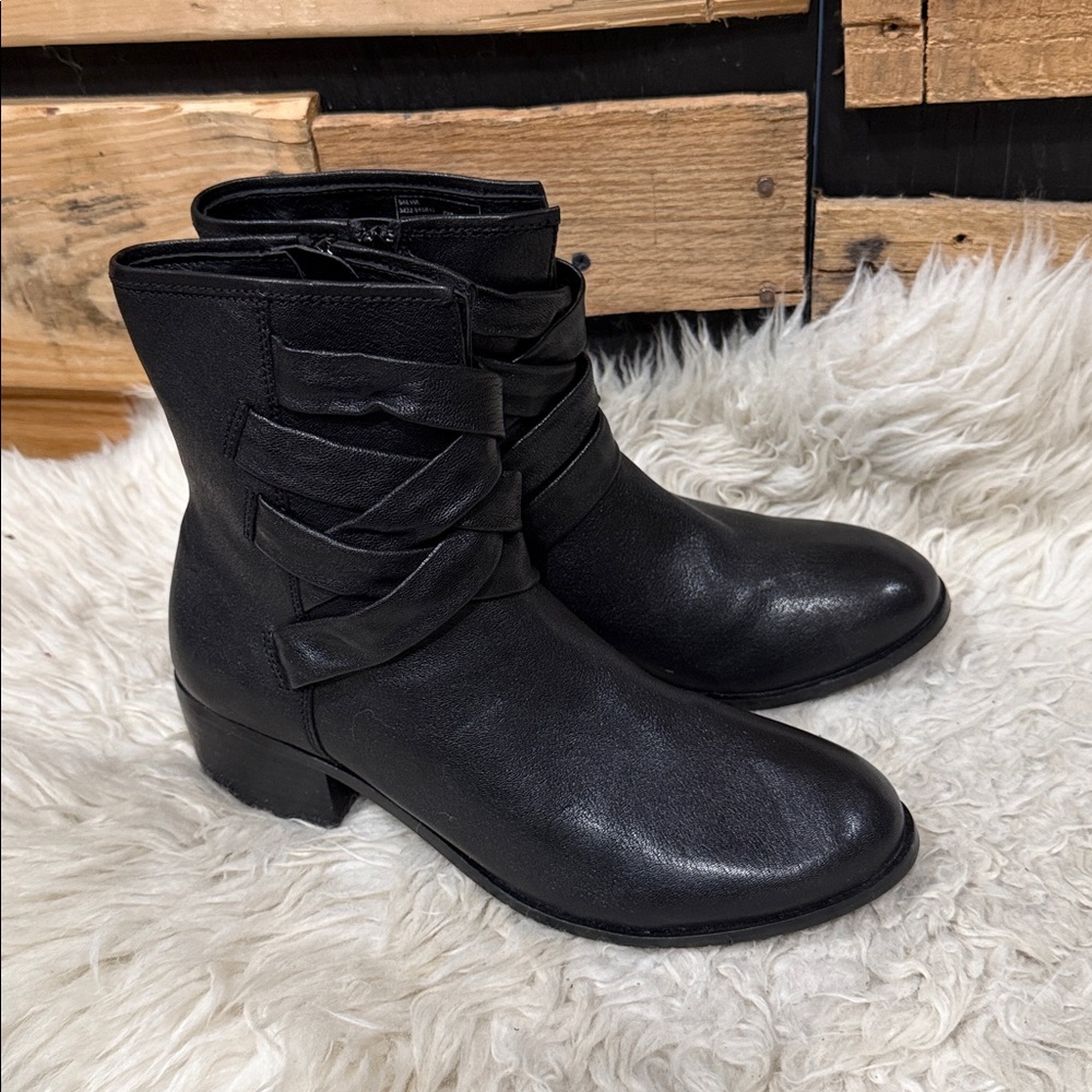 Salvia Greta Black Full Grain Sheep Leather Mid Calf Booties Size 39 EU 8.5 US - Picture 3 of 9